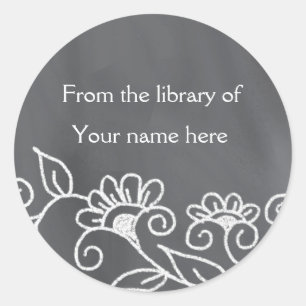 Personalised Bookplates - Floral Chalkboard Classic Round Sticker