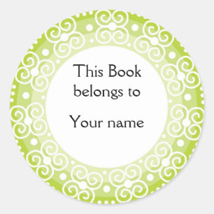 Personalised Bookplates :: Swirls & Dots Classic Round Sticker