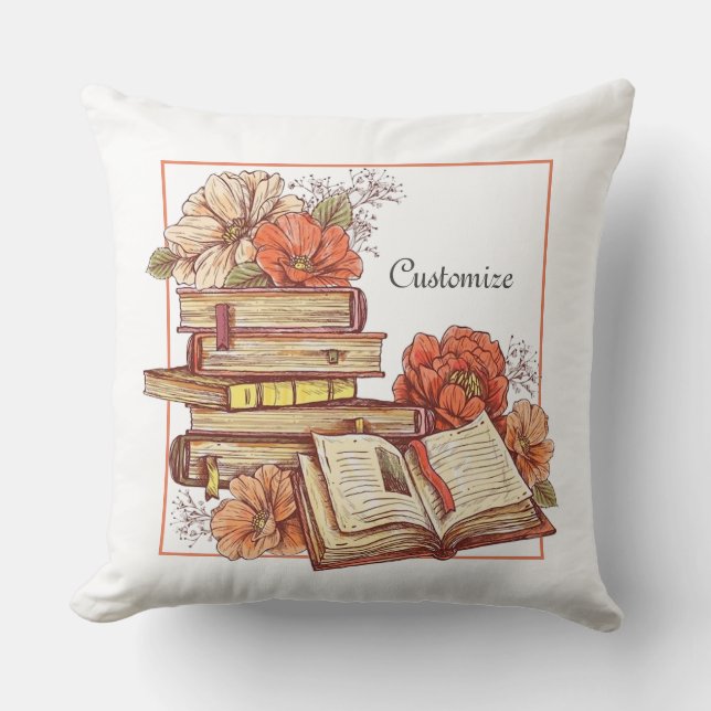 Personalised Books And Flowers   Cushion (Front)