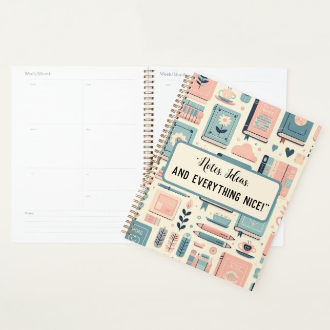 Personalised Books and plants pastel school Planner (Display)
