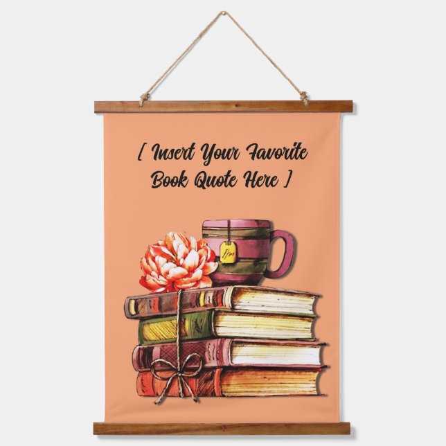 Personalised Books And Tea Peach Hanging Tapestry (Front)