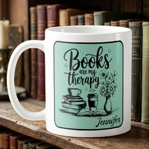 Personalised Books Are My Therapy Bookworms Mint Coffee Mug