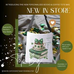  Personalised Books, Coffee & Shamrocks Tote Bag