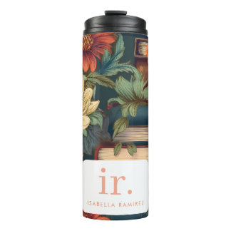 Personalised Books & Flowers with Name & Monogram Thermal Tumbler