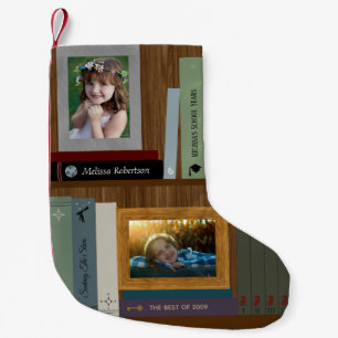 Personalised Bookshelf With Photos Small Christmas Stocking