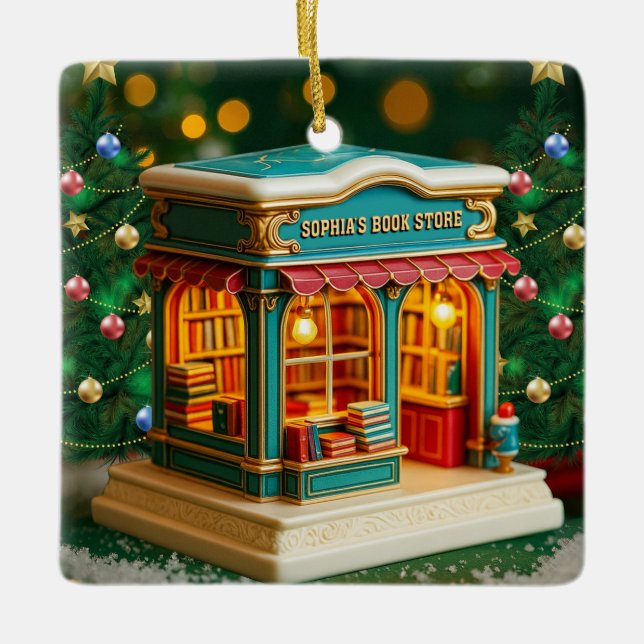 Personalised Bookstore Christmas Ornament (Front)