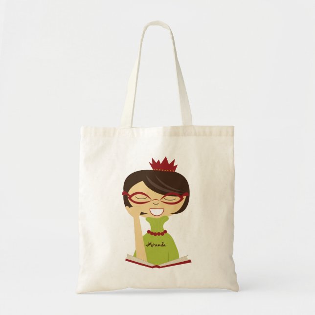 Personalised Bookworm Princess Bookbag Tote Bag (Front)