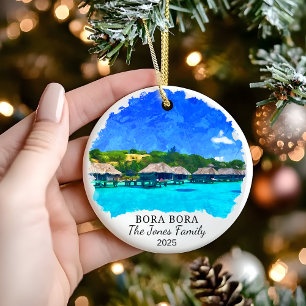 Personalised Bora Bora Ornament, French Polynesia Ceramic Tree Decoration