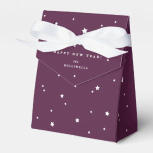 Personalised Bordeaux + White Stars New Year Party Favour Box