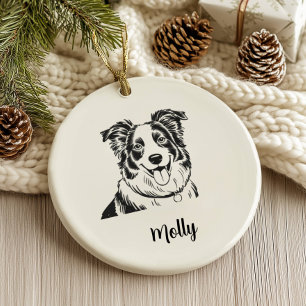 Personalised Border Collie Dog Christmas Ceramic Tree Decoration