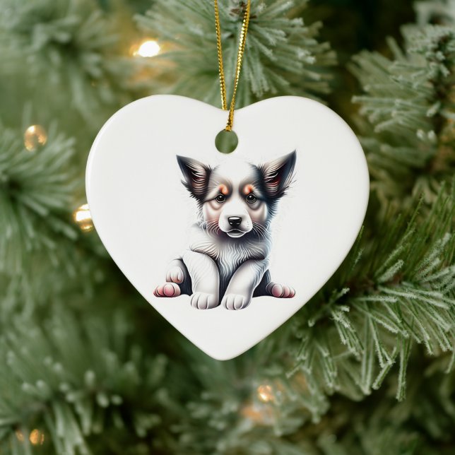 Personalised Border Collie Puppy Ceramic Tree Decoration (Tree)