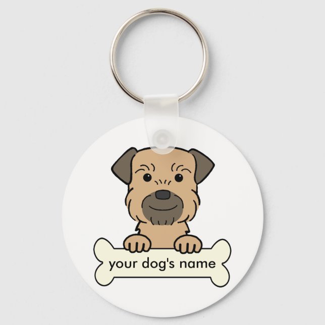 Personalised Border Terrier Key Ring (Front)
