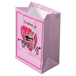 Personalised Boss Lady Pink Medium Gift Bag