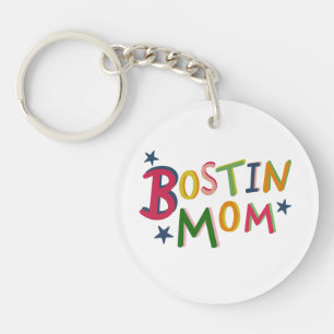 Personalised Bostin Mom Black Country Key Ring
