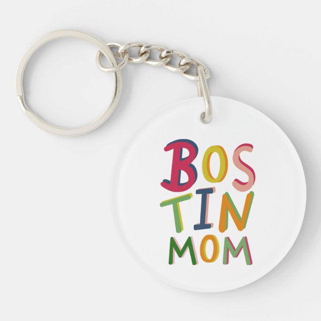 Personalised Bostin Mum Black Country Key Ring (Front)