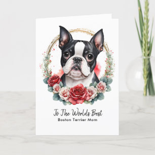  Personalised Boston Terrier Dog Mum Mother's Day Holiday Card