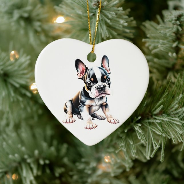 Personalised Boston Terrier Puppy Ceramic Tree Decoration (Tree)
