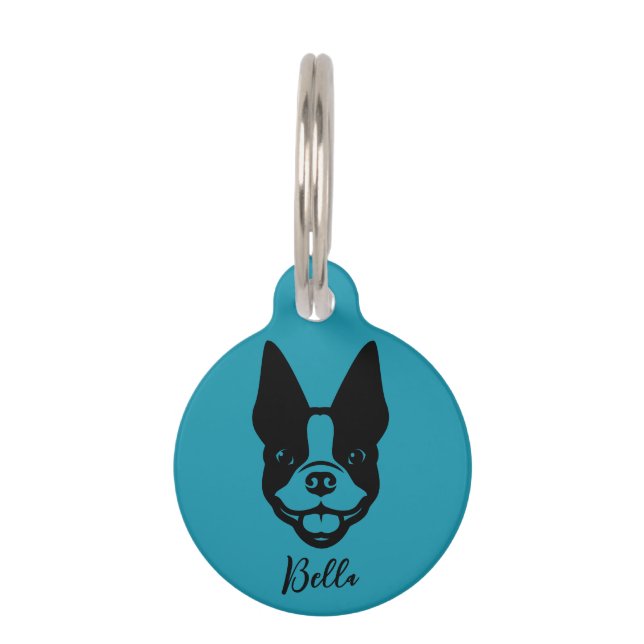 Personalised Boston Terrier Round Pet Tag (Front)