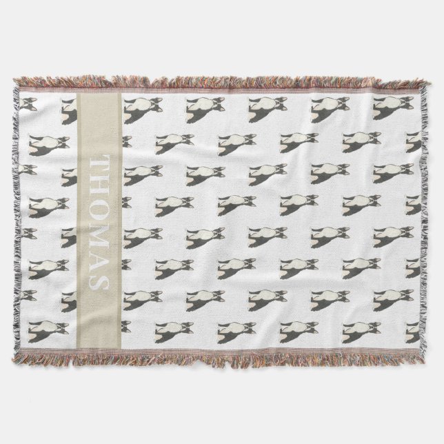 Personalised Boston Terrier Throw Blanket (Front)