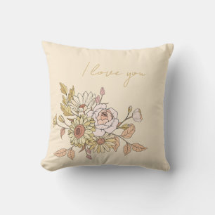 personalised Botanical Beige I Love You Pillow