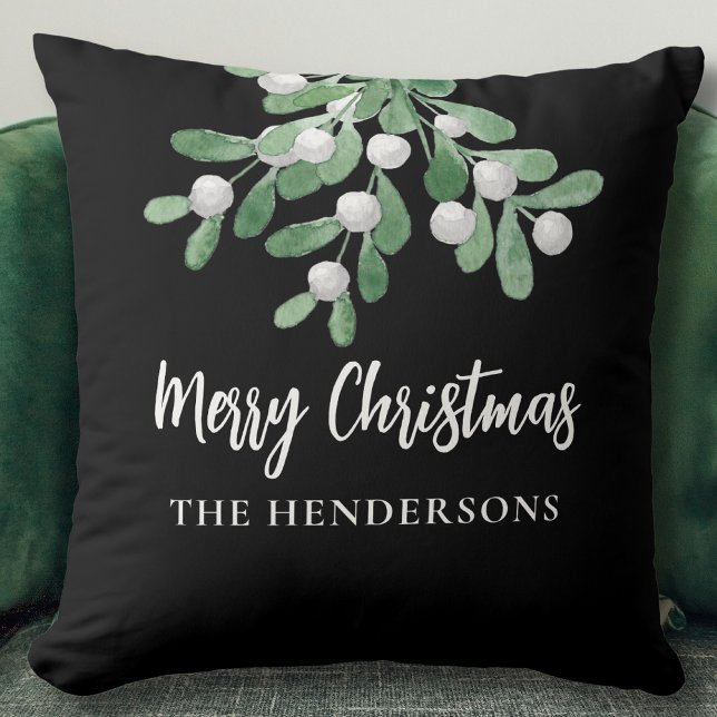 Personalised Botanical Christmas Black Cushion (Creator Uploaded)
