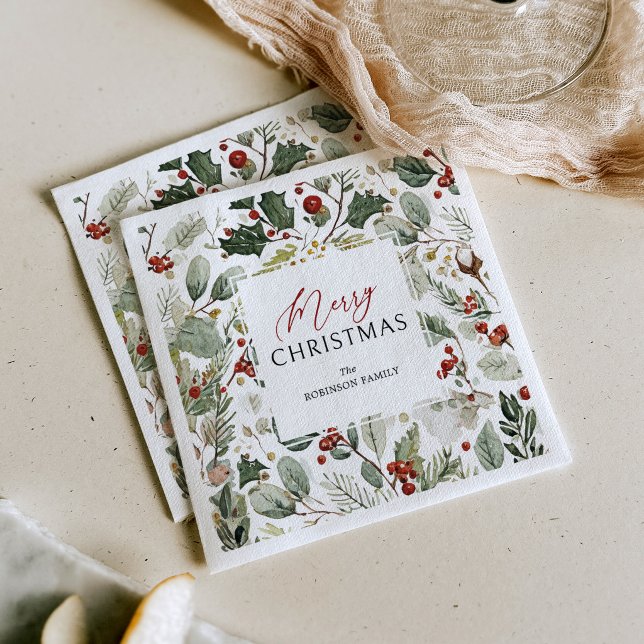 Personalised Botanical Christmas Napkins (Creator Uploaded)