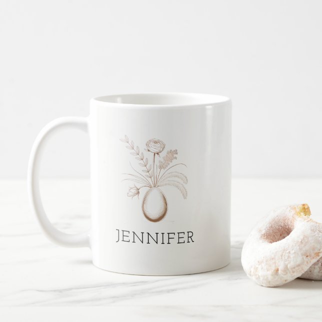 Personalised Botanical Easter Mug Elegant Gift (With Donut)
