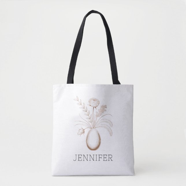 Personalised Botanical Easter Tote Bag  (Front)