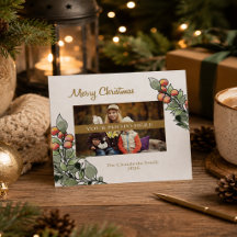 Personalised Botanical Family Photo Christmas Card