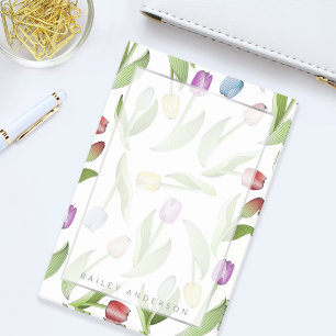 Personalised Botanical Flower Colourful Tulip Post-it Notes