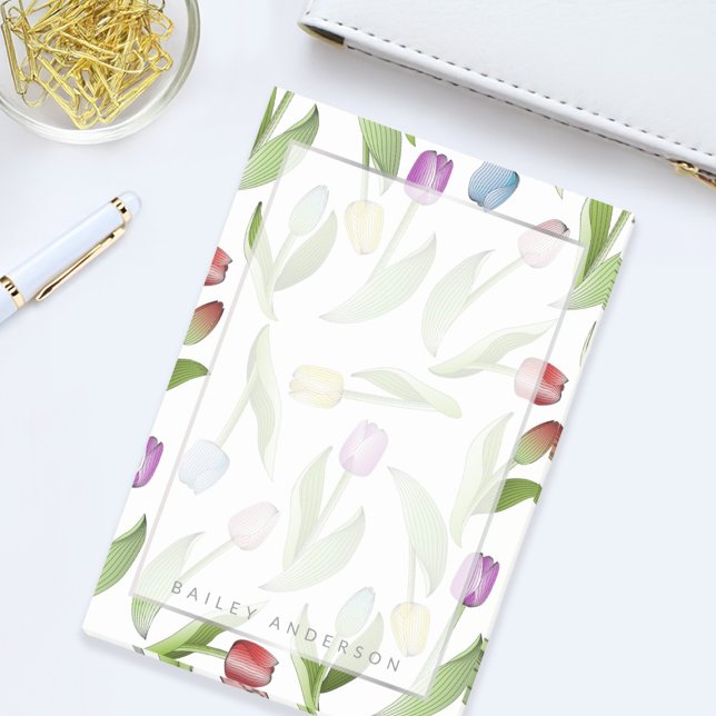 Personalised Botanical Flower Colourful Tulip Post-it Notes (Creator Uploaded)