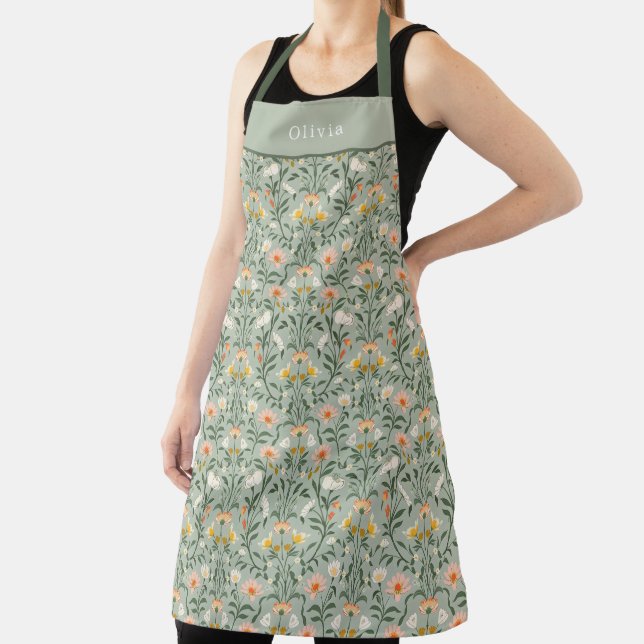 Personalised Botanical Flower Floral Pattern. Apron (Insitu)