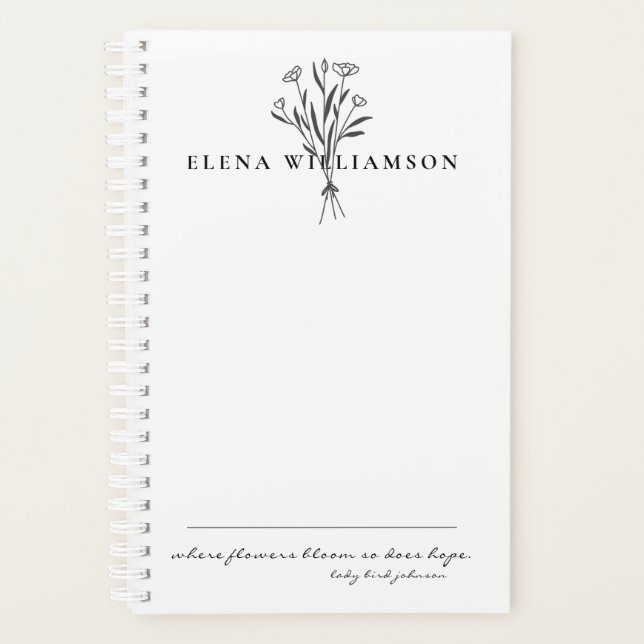 Personalised Botanical Flowers Hope Message Planner (Front)