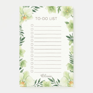 Personalised Botanical Greenery To Do List Pad Post-it Notes