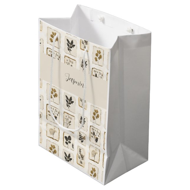 Personalised Botanical Herbs Gift Bag Custom Name (Front Angled)