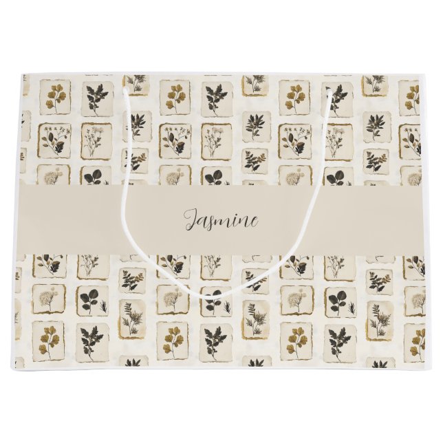 Personalised Botanical Herbs Tissue Paper Custom  Large Gift Bag (Front)