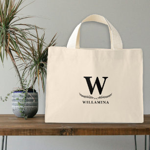 Personalised Botanical Monogram Initial  Mini Tote Bag