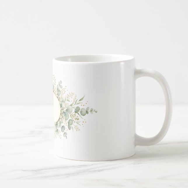 Personalised Botanical Monogram Mug, Eucalyptus Wr Coffee Mug (Right)