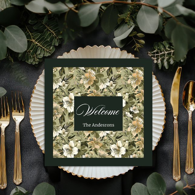 Personalised Botanical Napkins Lux Gold Accent (Personalized Botanical Napkins Lux Gold Accent)