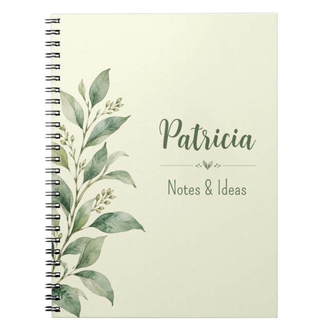 Personalised Botanical Notes & Ideas Notebook (Front)
