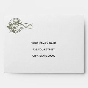 Personalised Botanical Return Address Linen Envelo Envelope