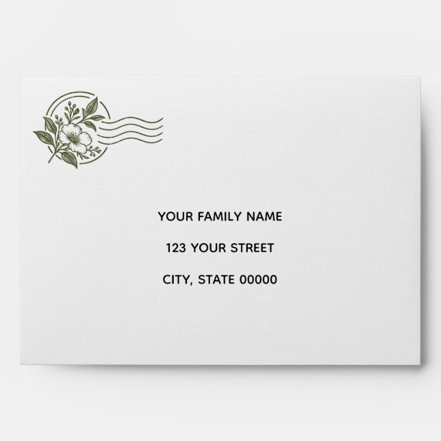 Personalised Botanical Return Address Linen Envelo Envelope (Front)