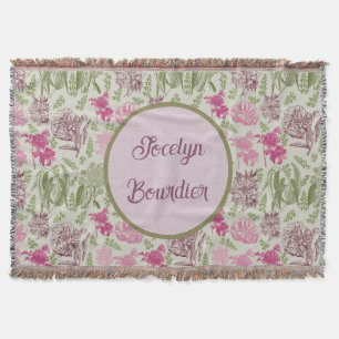 Personalised Botanical Sage Peony Eucalyptus Throw Blanket