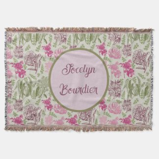 Personalised Botanical Sage Peony Eucalyptus  Throw Blanket
