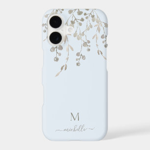 Personalised Botanical Watercolor Monogram Blue