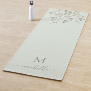 Personalised Botanical Watercolor Monogram Sage Yoga Mat