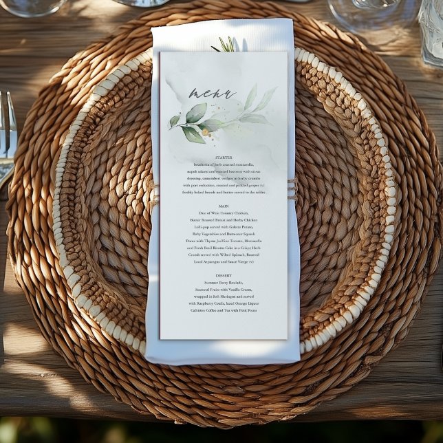 Personalised Botanical Wedding Sage Green  Menu (Creator Uploaded)