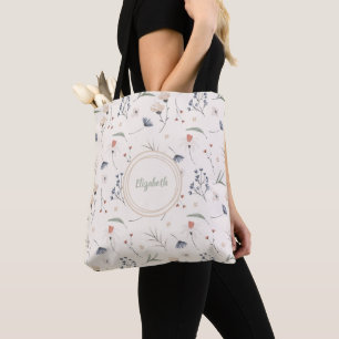 Personalised Botanical Wildflowers Tote Bag