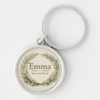 Personalised Botanical Wreath | Custom Name Co Key Ring