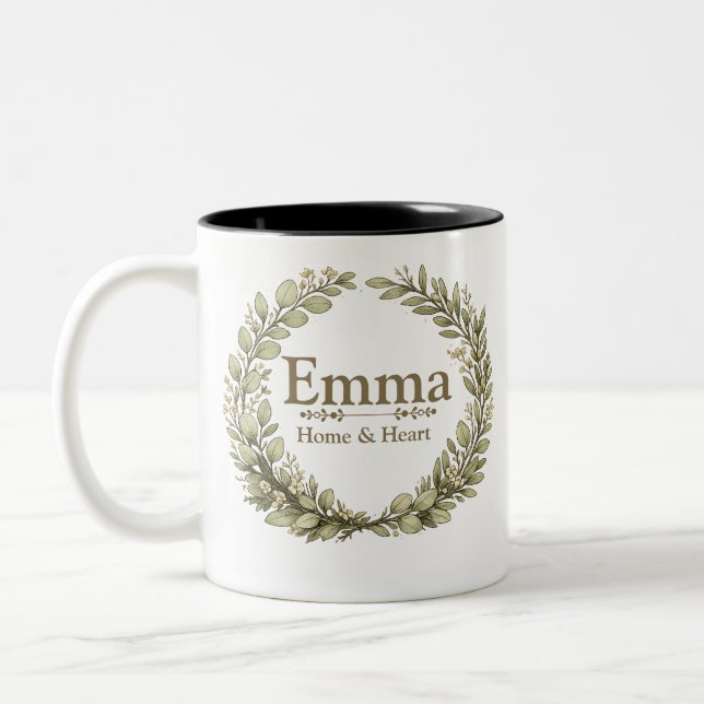 Personalised Botanical Wreath Mug | Custom Name Co (Left)
